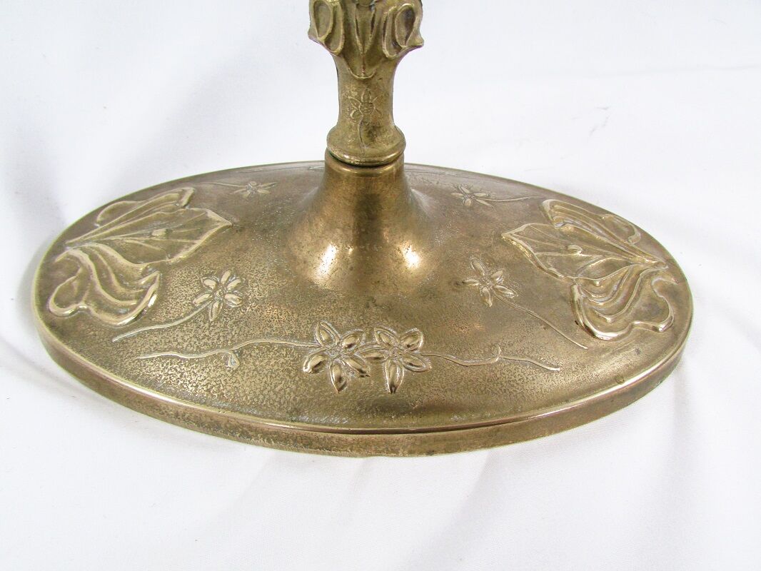 Tilting table mirror and art nouveau photo holder in bronze