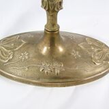Tilting table mirror and art nouveau photo holder in bronze
