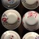 6 mismatched red and blue Art Deco soup plates, Badonviller Digoin