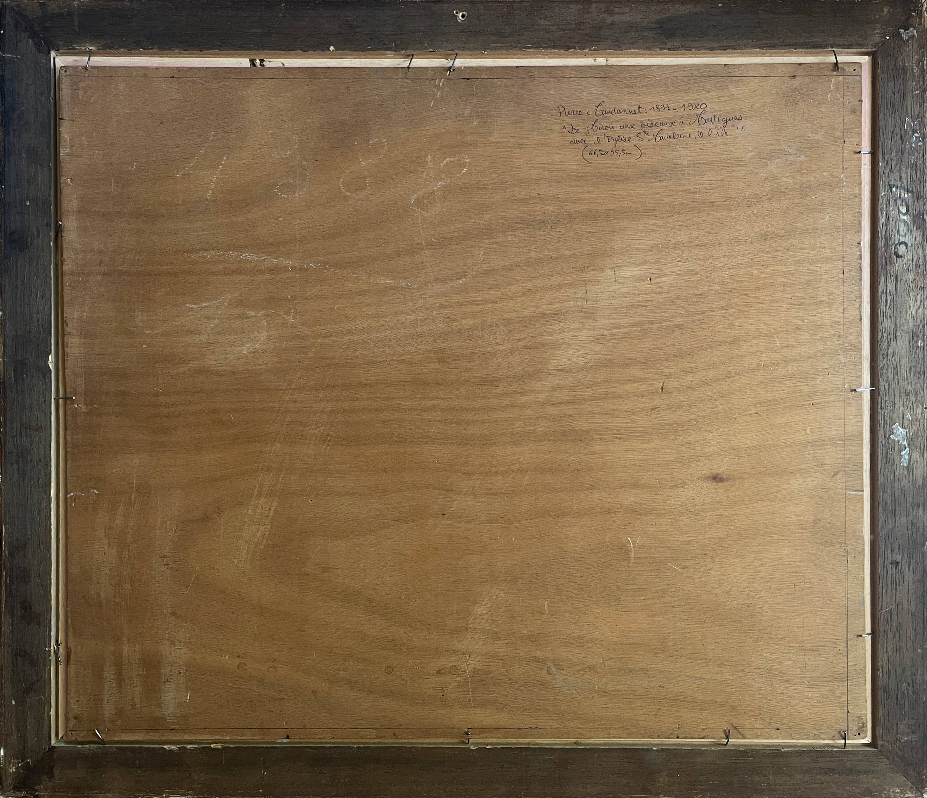 Painting hsp pierre mandonnet (1891-1970) "the mirror with birds - martigues