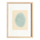 Peinture sur papier "Galet" bleu glacier signée Eawy