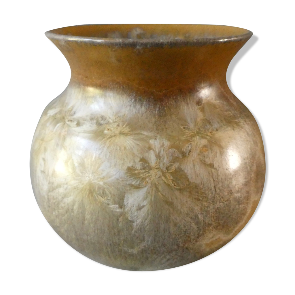 Vase en céramique, émail à cristallisation, Montgolfier France Selency