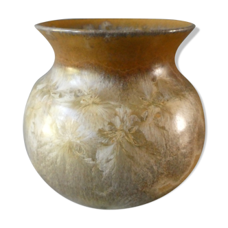 Ceramic vase, crystallized enamel, Montgolfier France