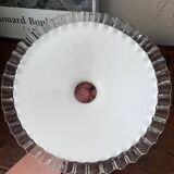 Vintage-Lot de 2 abats jours en opaline-effet plissé-blanc et transparent