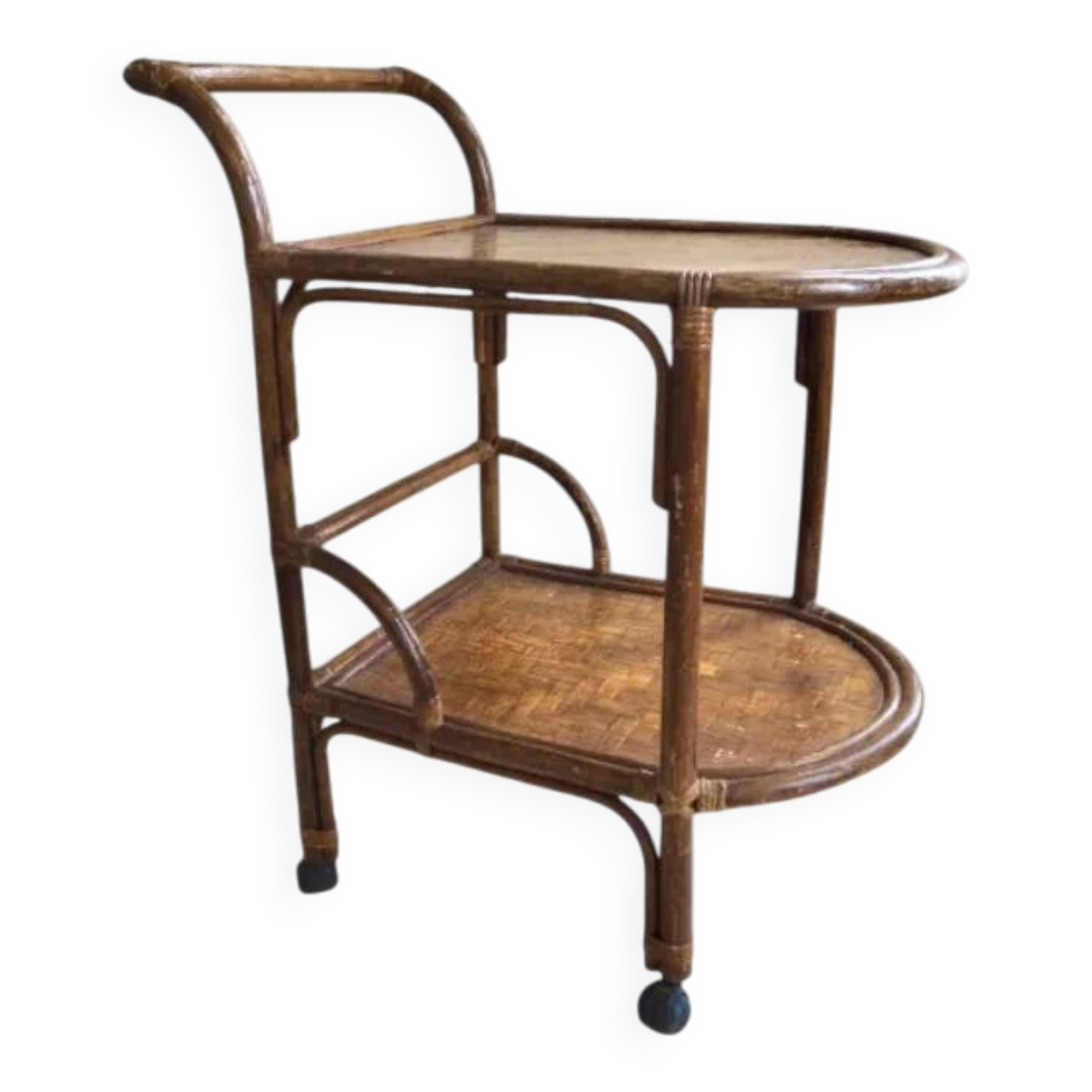 Rattan serving trolley