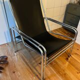 Leather and chrome armchair