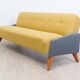 1950s streamline design sofa bed – Light yellow & grey mottled