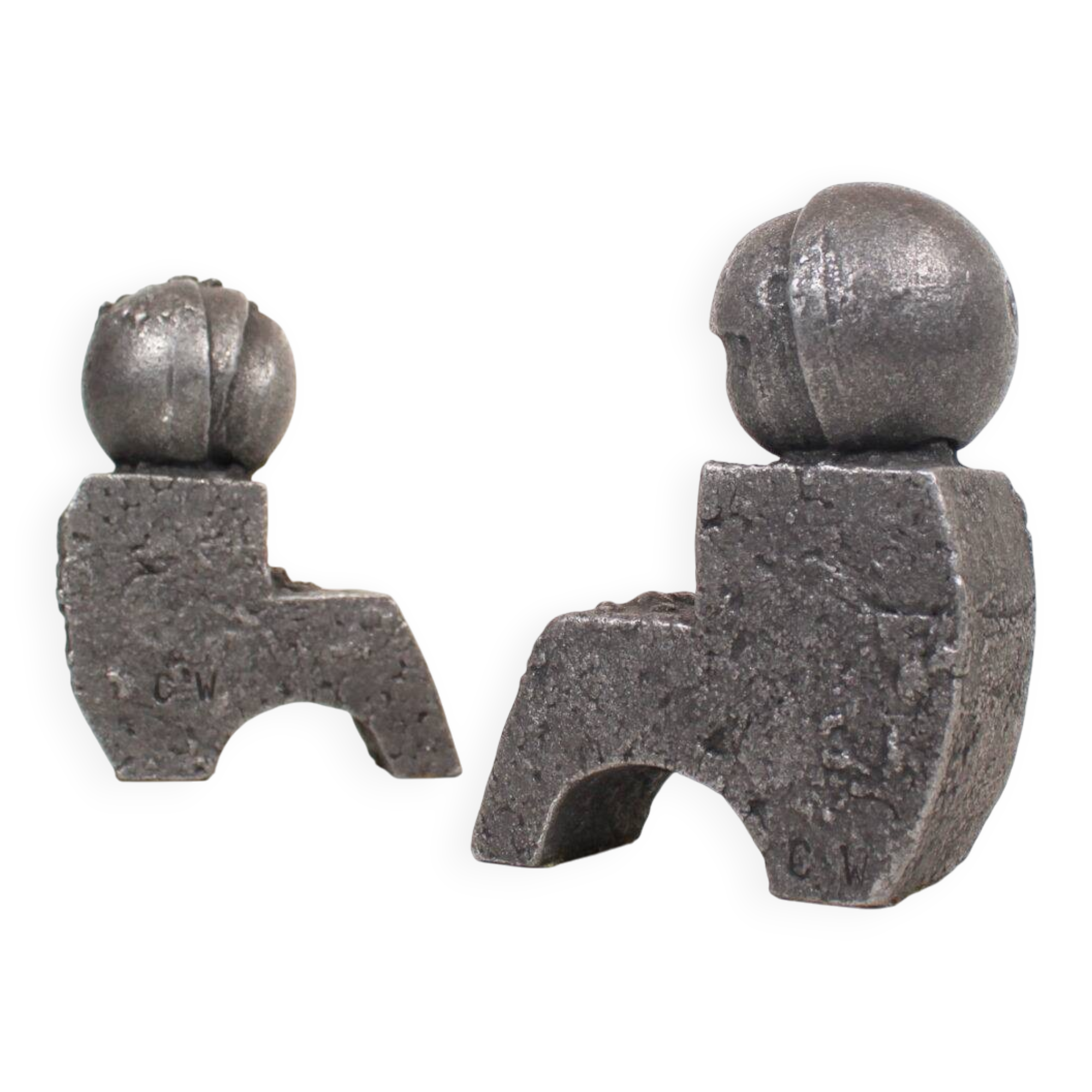 Ensemble de serre-livres en aluminium coulé brutaliste par Willy Ceysens, Belgique, années 1980.