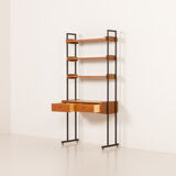 Italian mid-century desk shelving unit in teak, 1960s