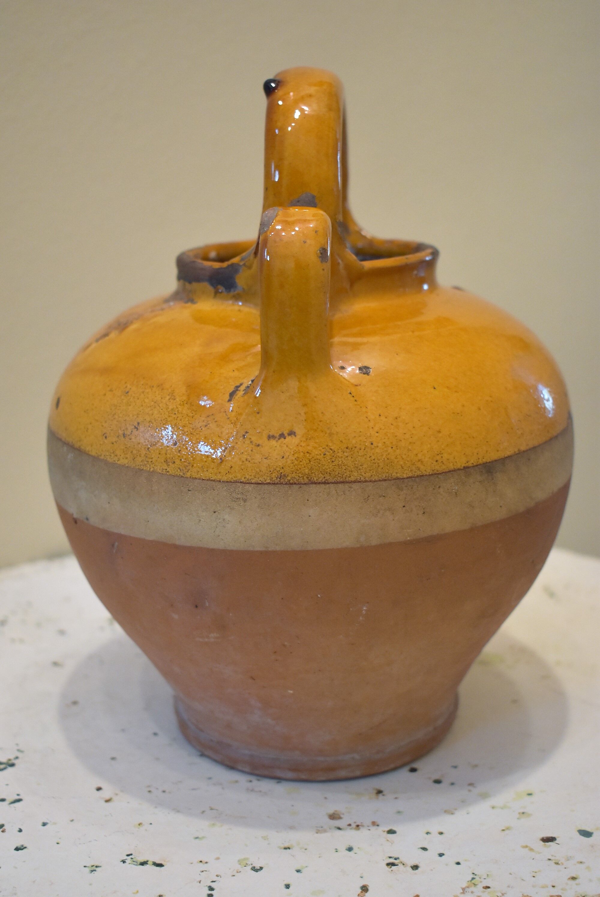 Old glazed ceramic jug