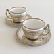 Victorian Alpaca Silver Tea or Coffee Pair of Cups and Plates, England 19th C.