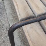Wooden and vintage metal school bench