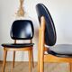 Pair of vintage 1960 chairs – Tapered legs & Black faux leather