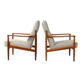 Pair of Scandinavian teak armchairs, 1950s–60s