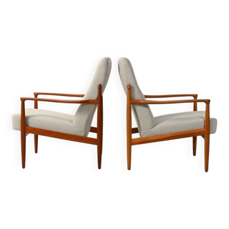 Pair of Scandinavian teak armchairs, 1950s–60s