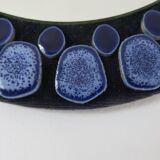 Blue ceramic round mirror 60 70s