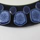 Blue ceramic round mirror 60 70s