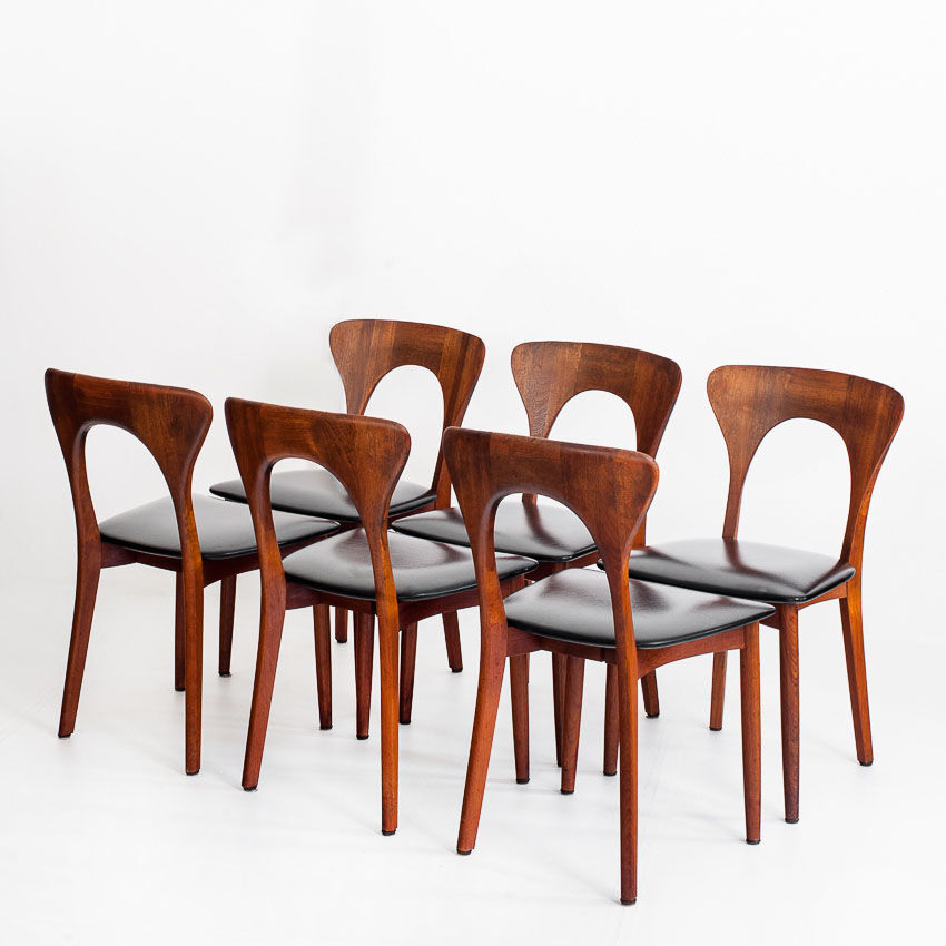 Suite de 6 chaises "Pierre". Palissandre. Niels Koefoed. Danemark, 60s