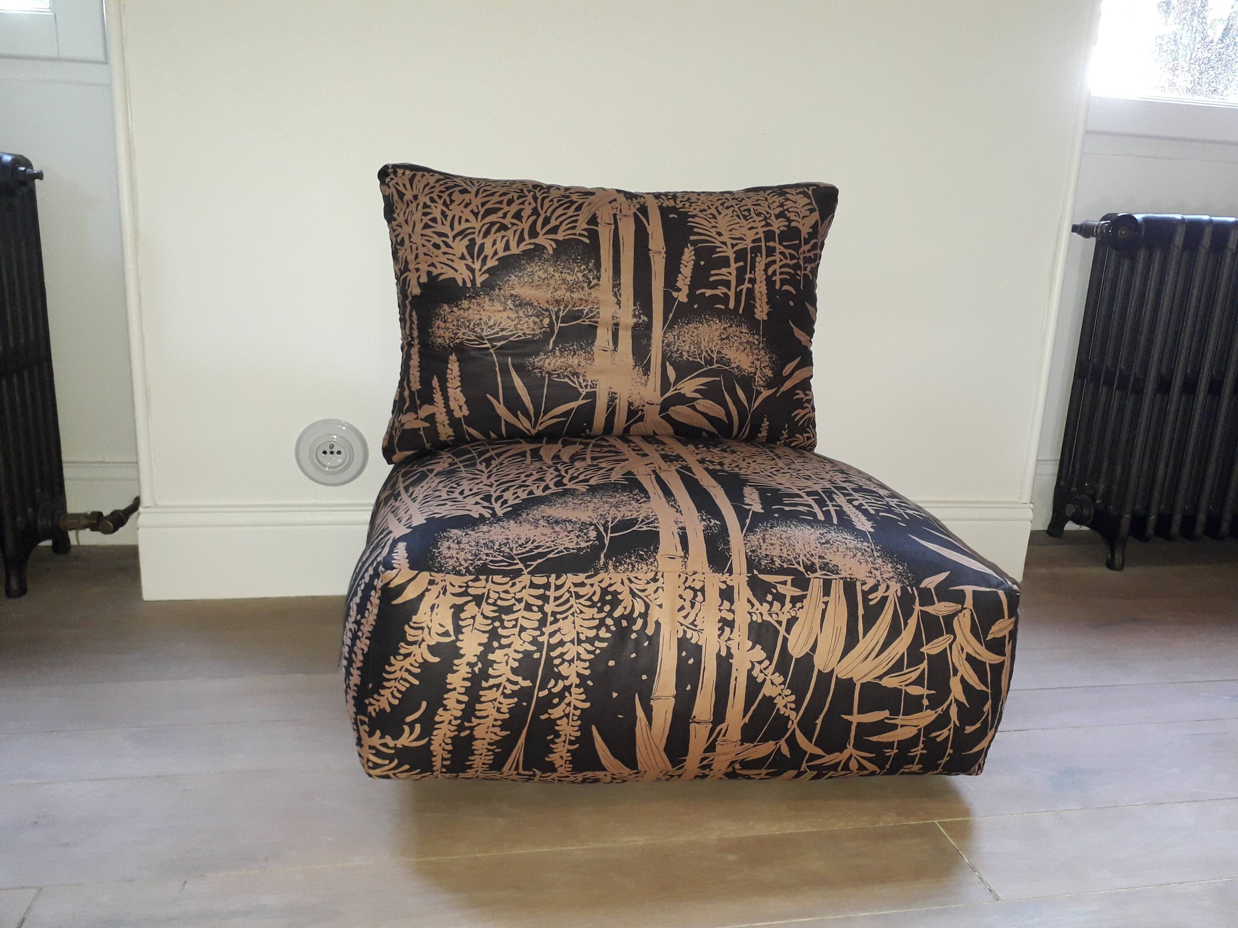 2 armchairs bamboo fabric