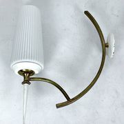 Mid-Century Italian pair of sconces in brass and opaline glass