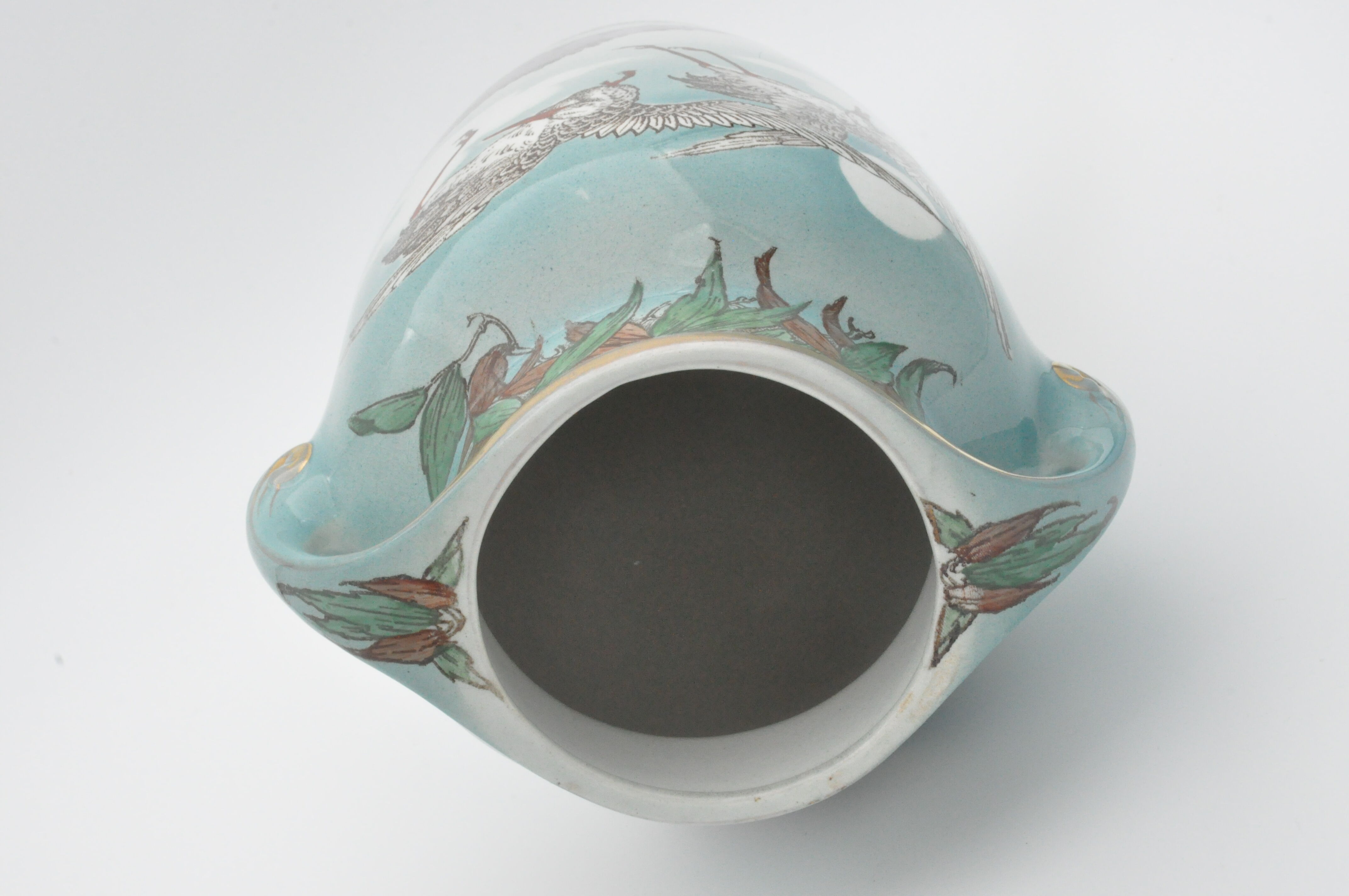 Old art nouveau vase with storks signed K&G Lunéville Formosa 703 collection