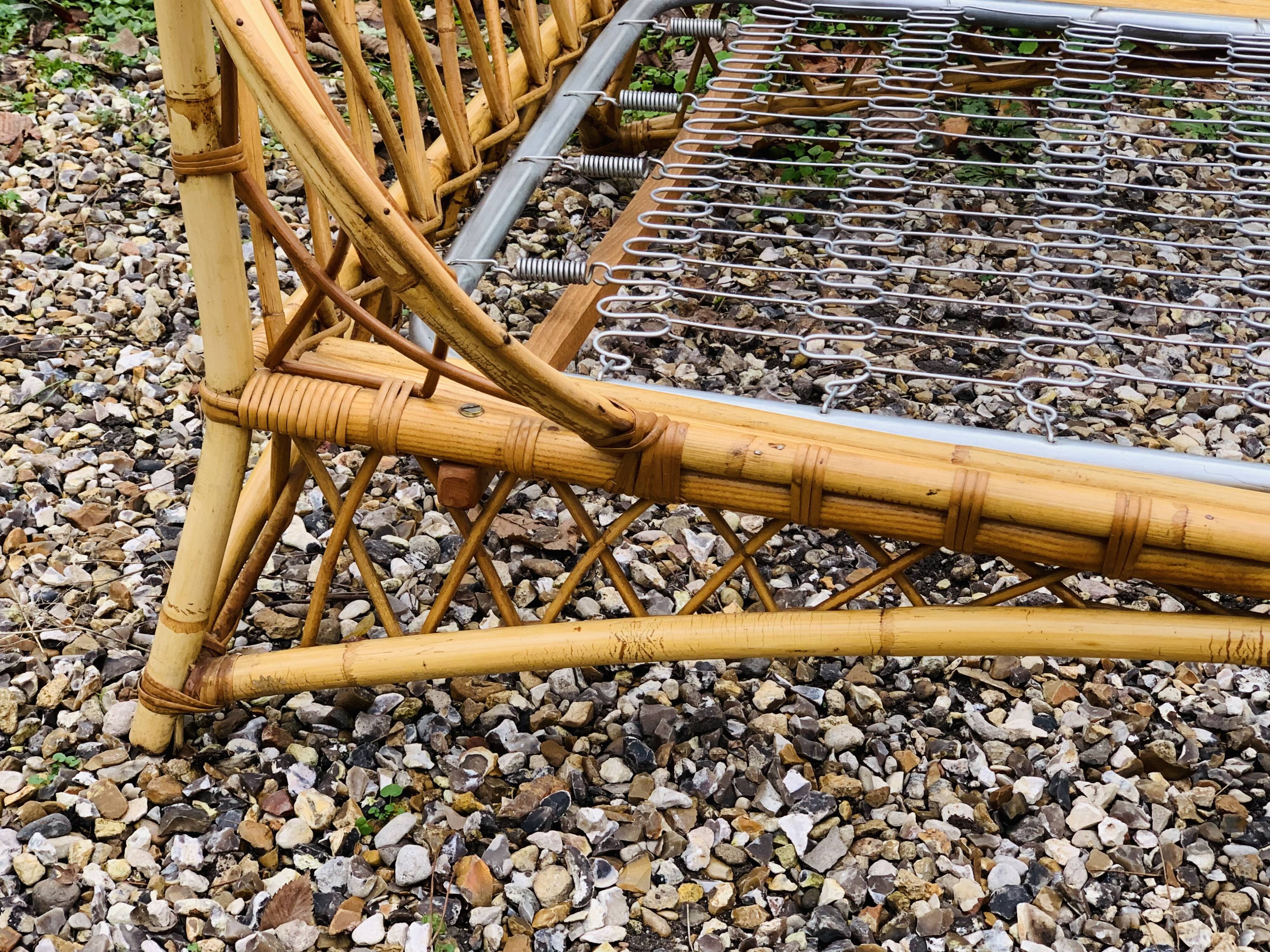 Rattan basket bed 90x190 vintage 1960