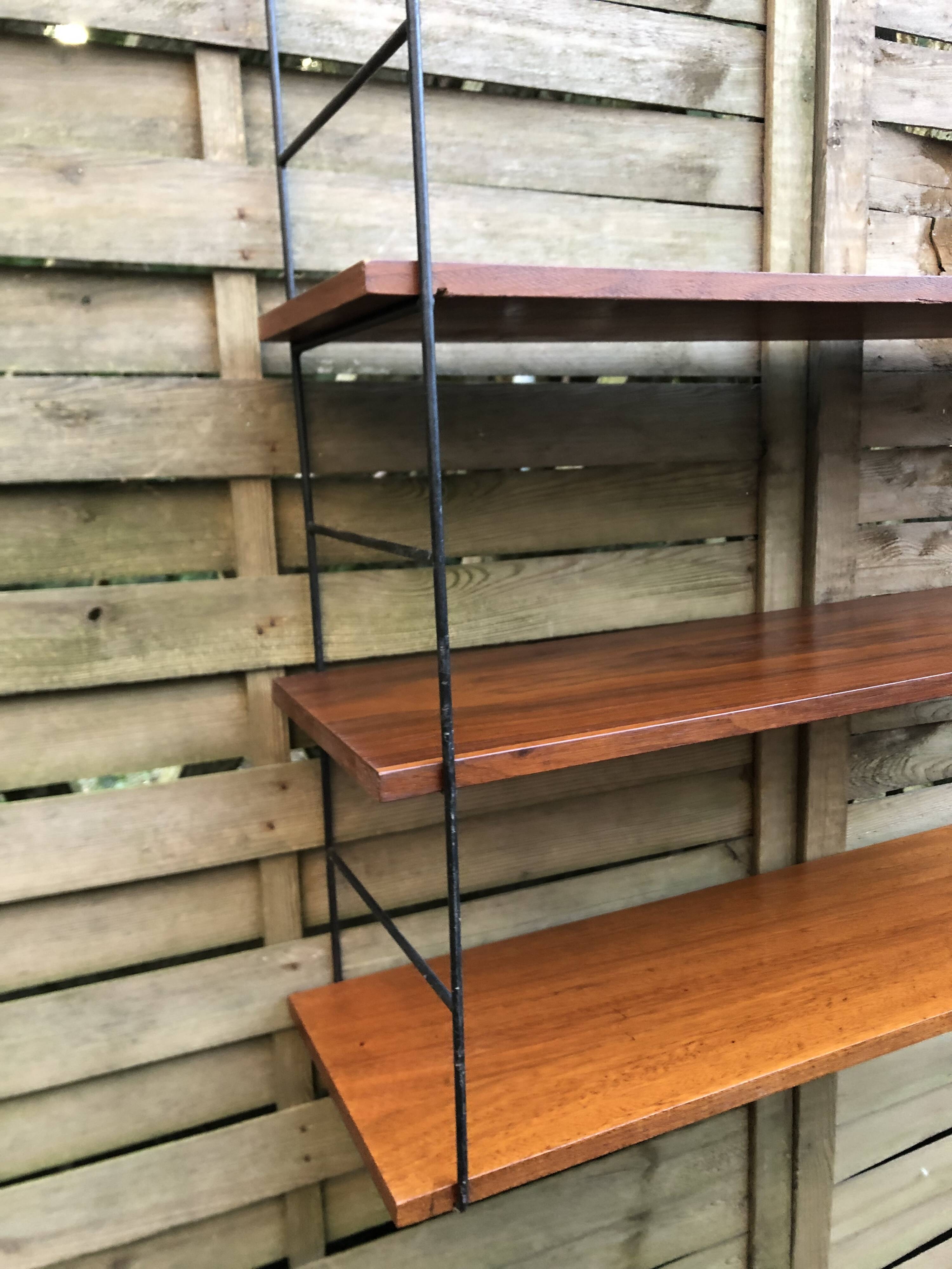 String shelf wood and metal 60s Sweden