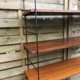 String shelf wood and metal 60s Sweden
