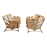 Ensemble de salon en rotin et bambou avec 2 fauteuils