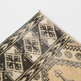 3x10 Cream Black Vintage Persian Runner Rug, 76x303Cm SK 20938