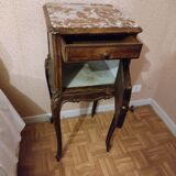 Walnut and marble bedside table