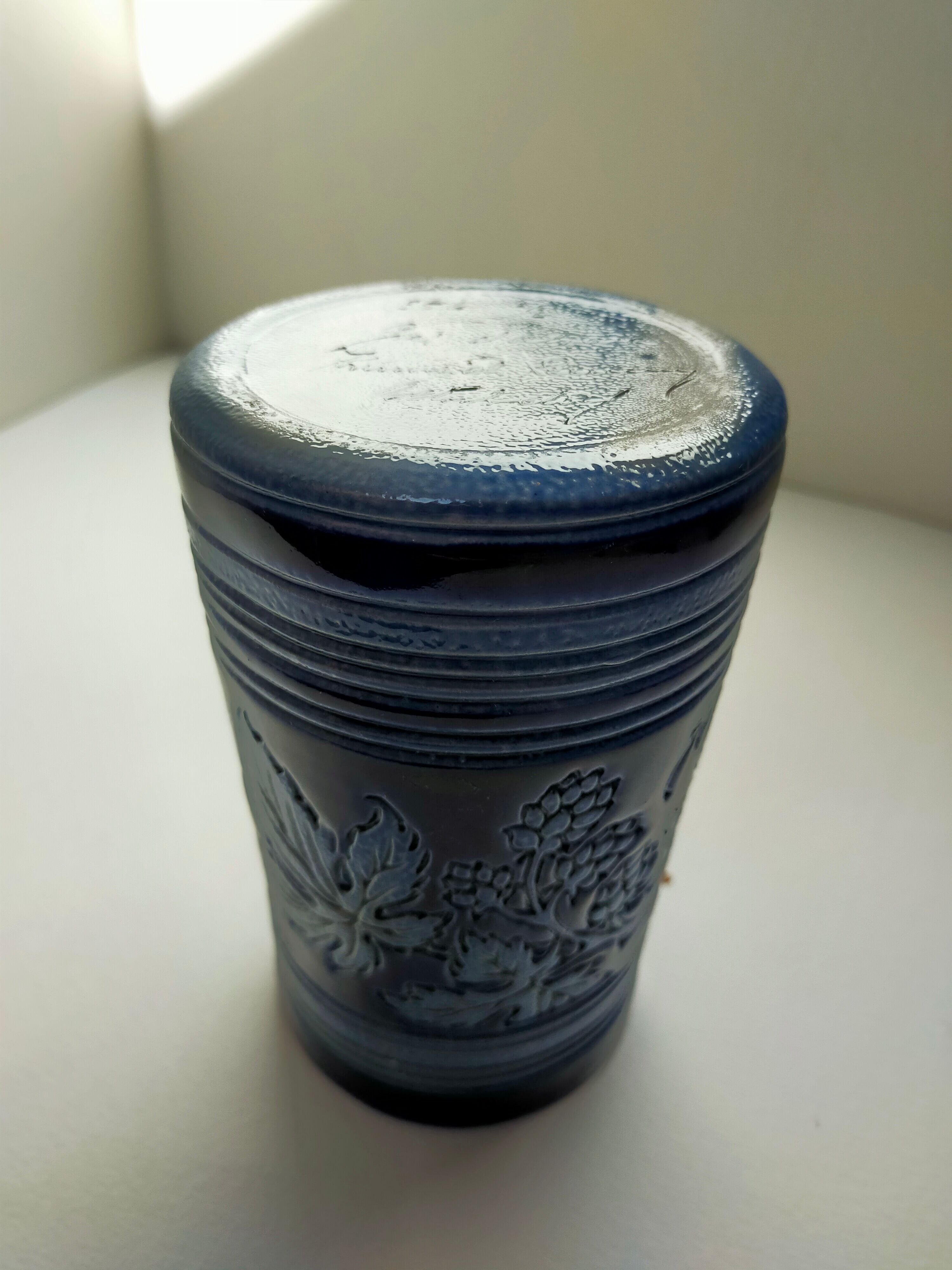 mug in blue Alsace sandstone signed