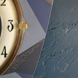 Vintage formica clock silent trapeze wall pendulum "Grey blue"