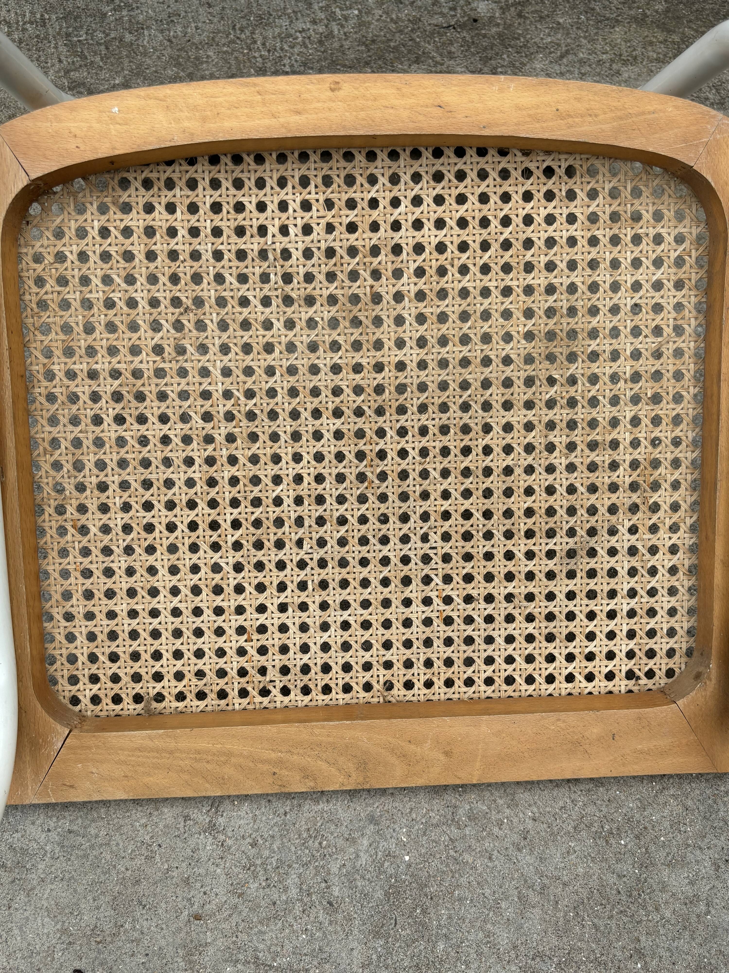 Cesca chair b32 model in white and wood by Marcel Breuer