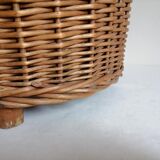 Panier à linge vintage en osier fabriqué à la main dans les années 1970