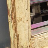 Miroir blanc casse bois vieux teck patine