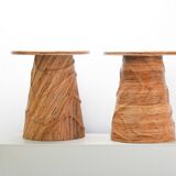 Pair of Leaf design rattan side tables