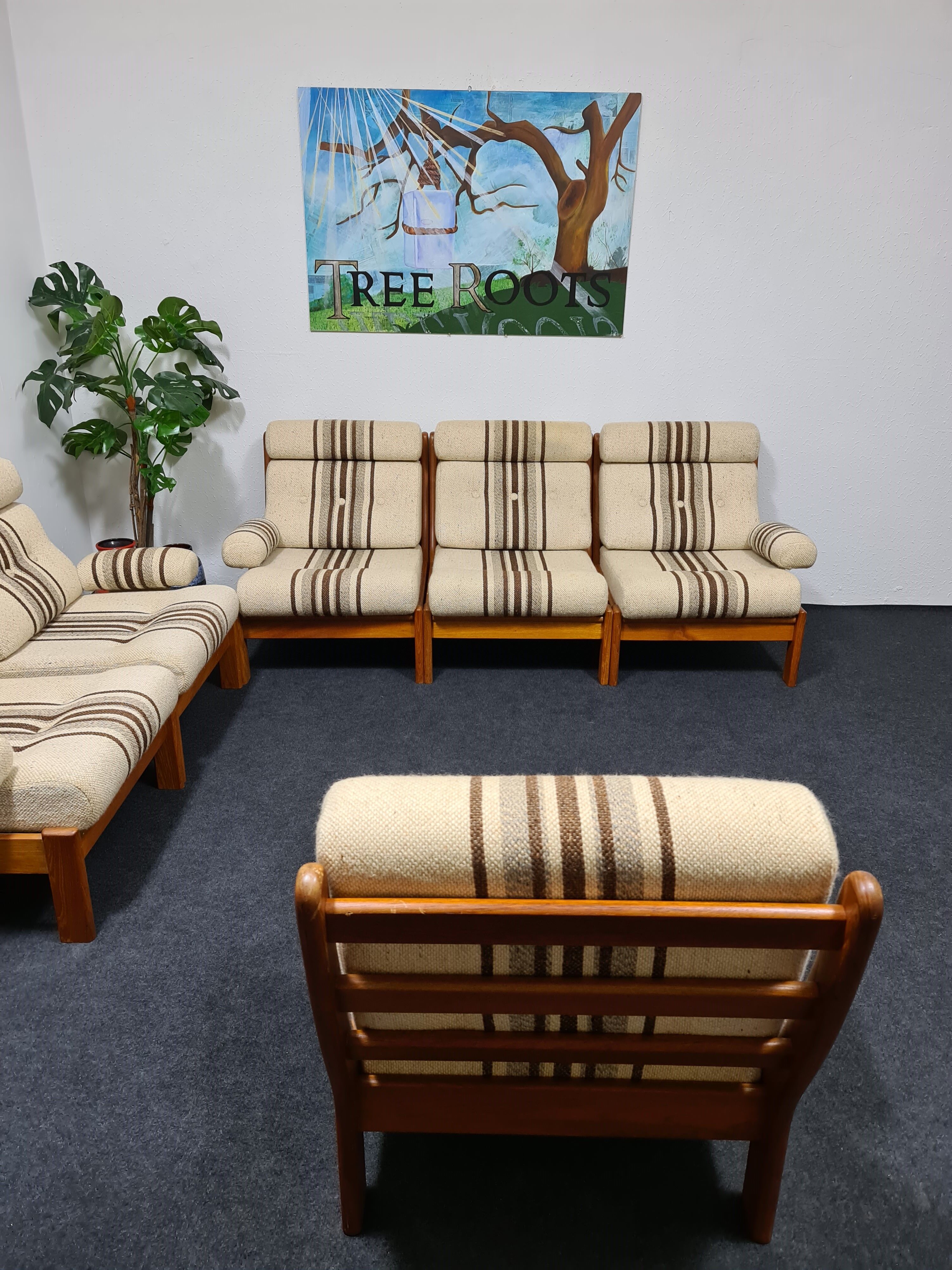 Set de salon vintage des années 70 en teck 6 pièces