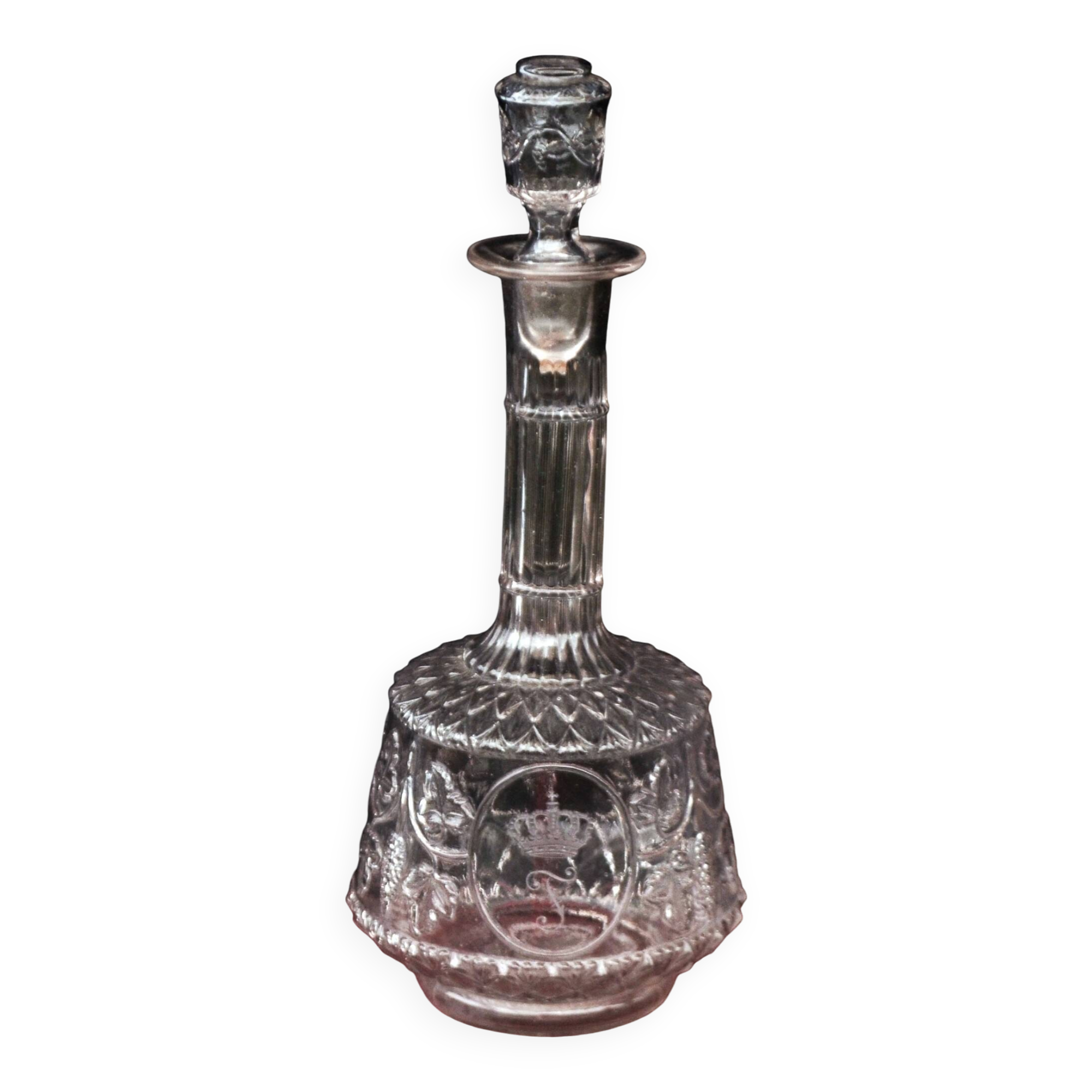 19th Century French Hand Blown Decanter with F letter engraved