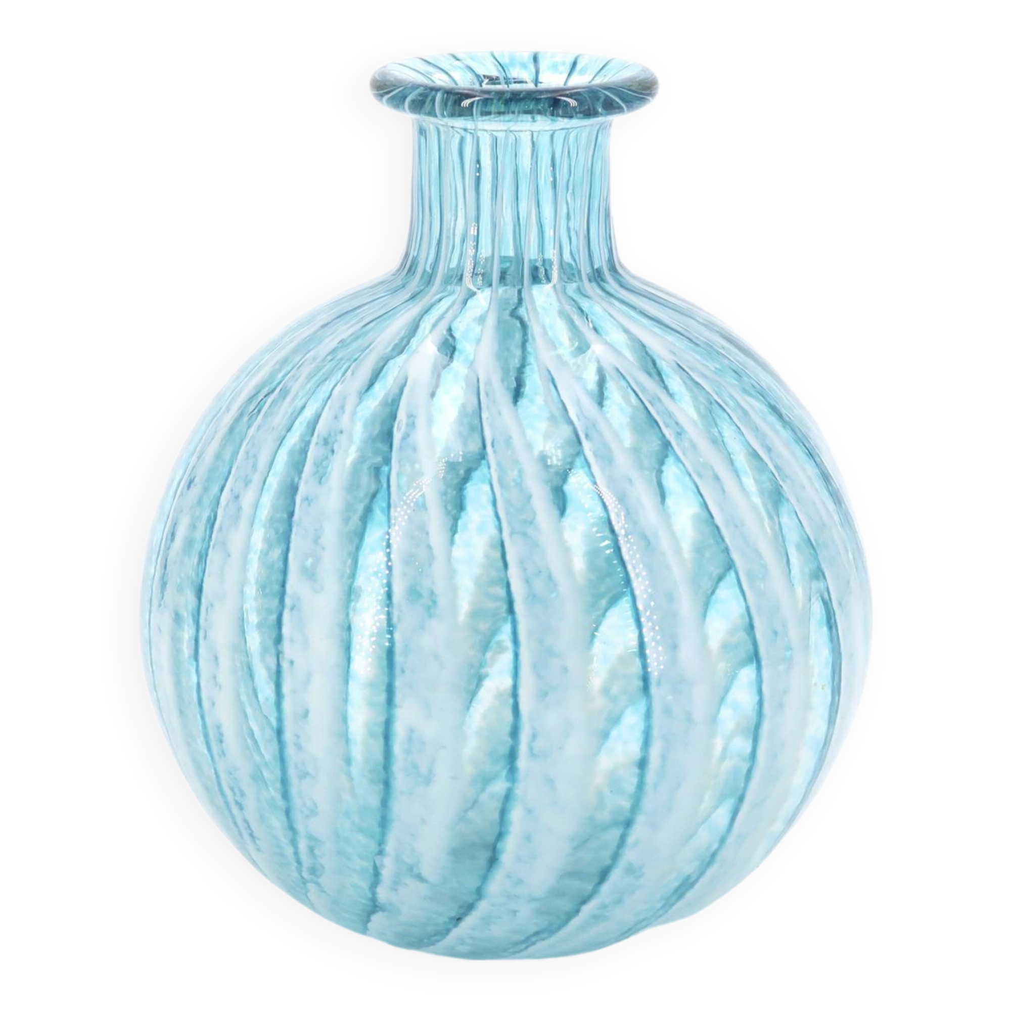 Phoenician Malta light blue glass striped vase, 90s