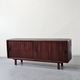 Enfilade vintage design en teck et cuir , années 70