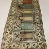 Distressed Turkish Rug 188x101 cm wool Vintage shabby Chic Runner Blue, Beige