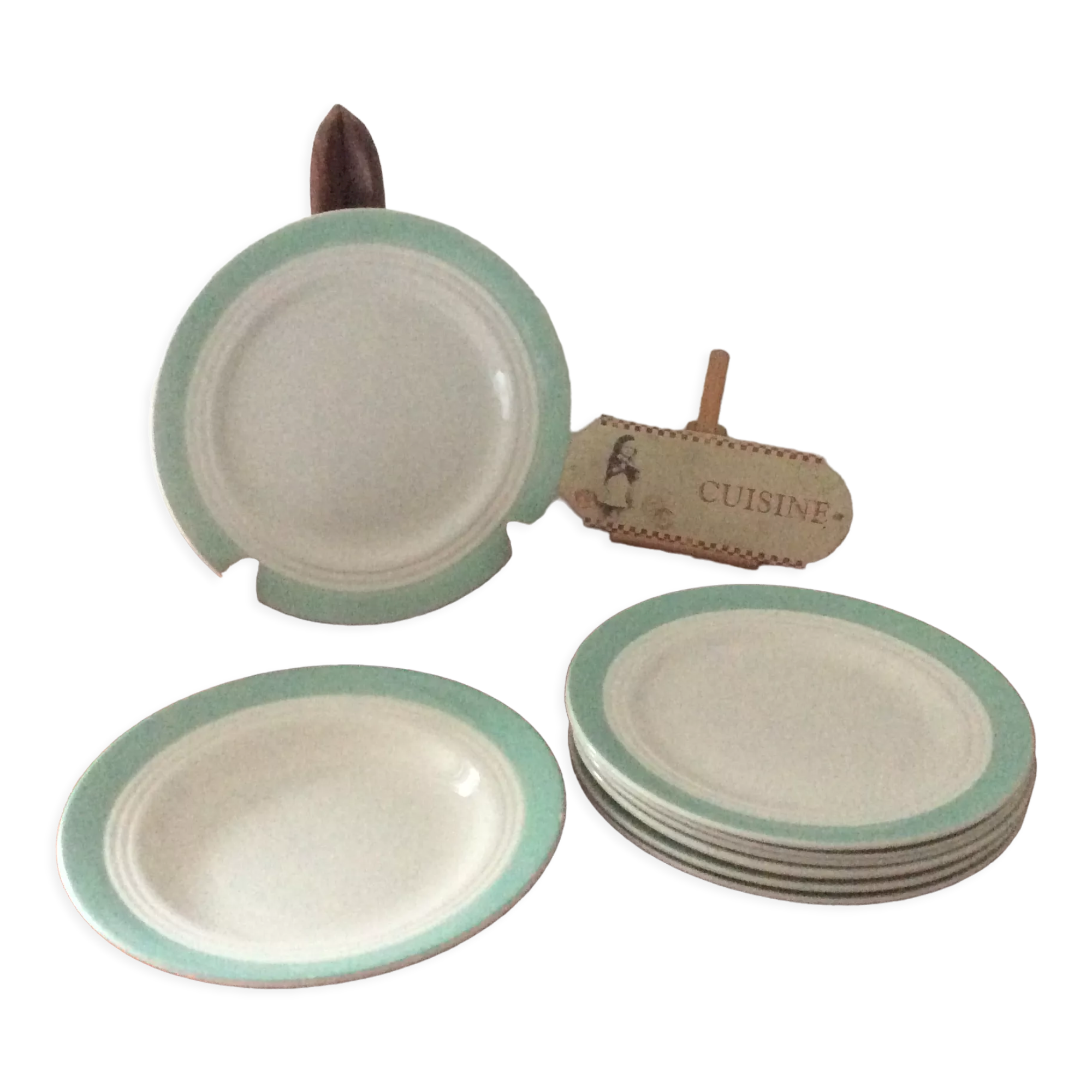 Set of 8 plates Ceranord St-Amand semi-porcelaine