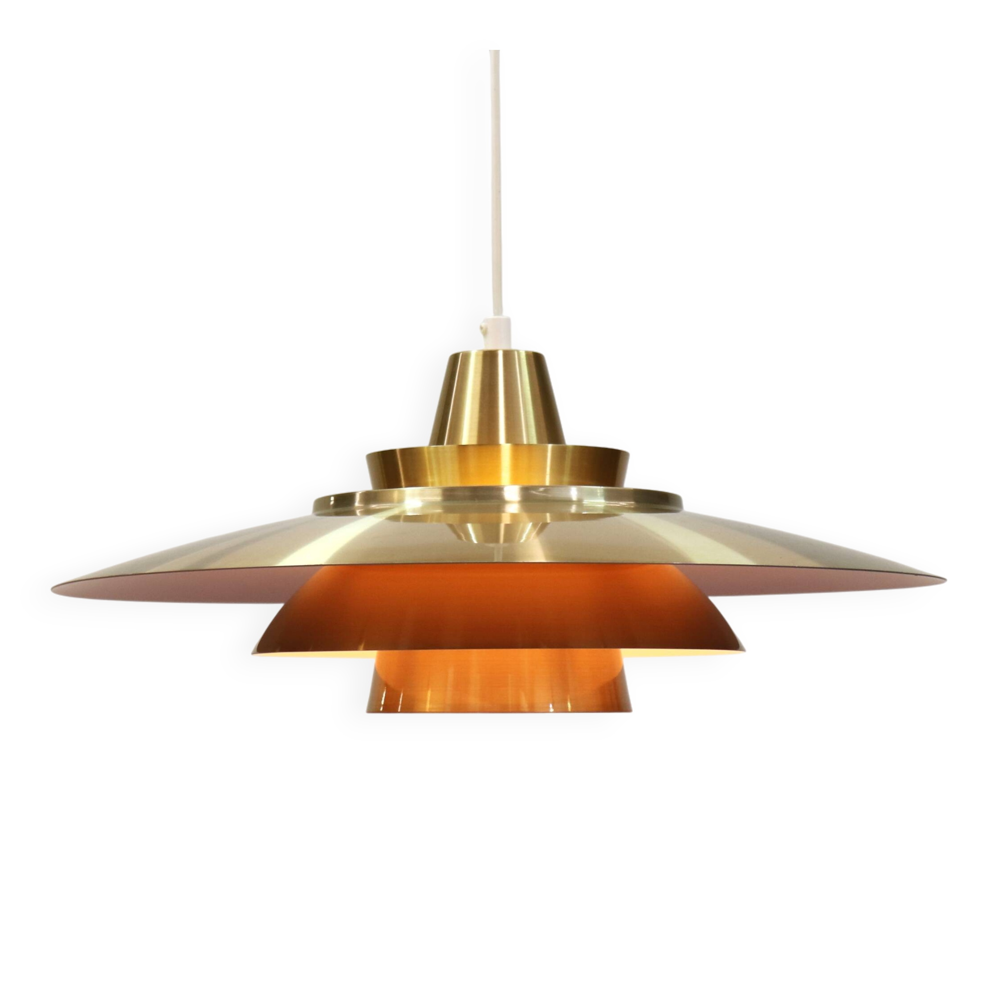 Rare David Mogensen Golden Pendant Lamp for Super Light : 1970s Scandinavia
