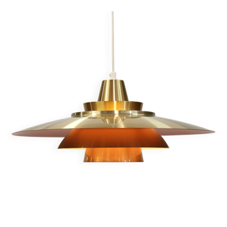 Rare David Mogensen Golden Pendant Lamp for Super Light: 1970s Scandinavia