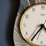 Vintage clock silent asymmetrical wall clock "Lutetia golden green"