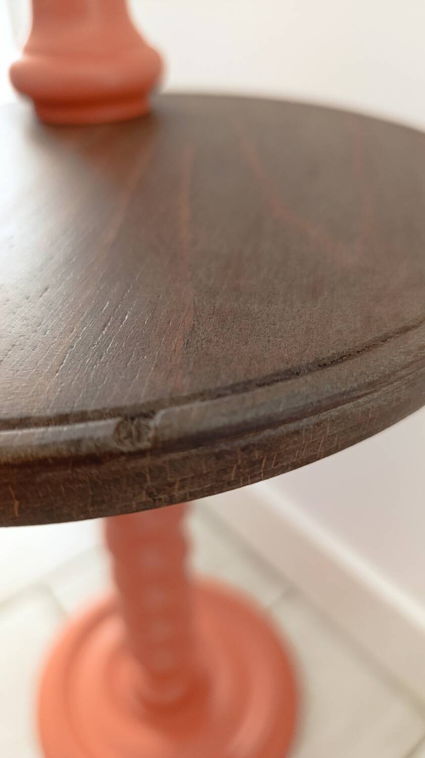 Refurbished Vintage Twisted Side Table - Terracotta, Walnut & Copper