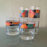 4 patterned glasses, vintage