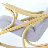Mid Century Bentwood Rocking Armchair In Blond Oak By Ton, Czechoslovakia