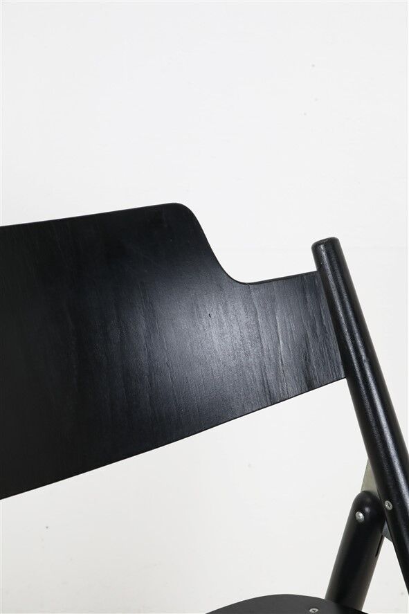 Black Mid Century “SE18” folding chair by Egon Eiermann for Wilde + Spieth